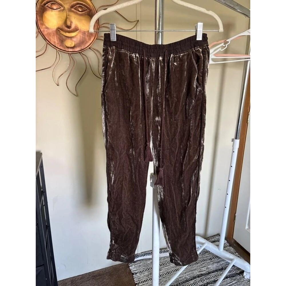 Anthropologie elevenses XXSP brown velvet jogger pants